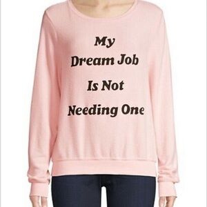 Wildfox Pink Scoop Neck Sweater Dream Job Graphic